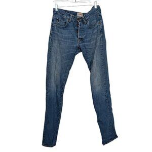 Edwin ED-55 Button Fly Tapered Jeans Mens Size 30x34 Blue Denim Relaxed Cotton